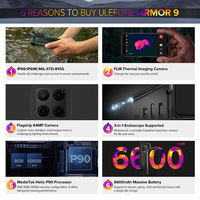 Osłona Ulefone 9 kamera termowizyjna aparat wytrzymały telefon Android 10 Helio P90 octa-core 8GB + 128GB telefon komórkowy 6600mAh Smartphone 3